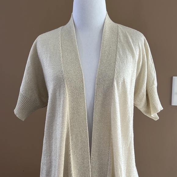 New York & Company gold shimmer cardigan - Picture 2 of 8